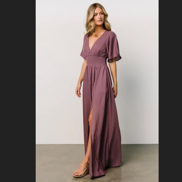 NWT Verona Smocked Maxi Plum Purple Dress - Picture 7 of 8
